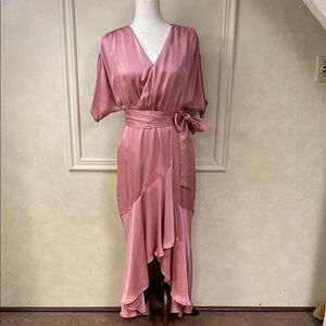 Express Dusty Rose Satin Midi Dress